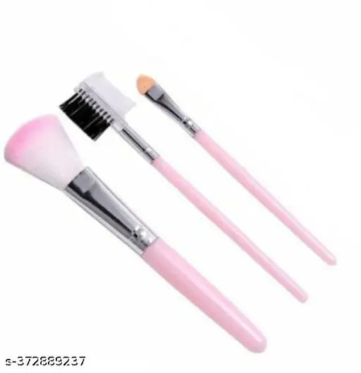 3 Pcs Mini Makeup Brush (Multicolor) With Mini Face Powder Brush (Multicolor) With Puff Blander