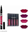 Red edition Long Wearing & Transfer Resistant Longlasting Liquid 4 in 1 Lipstick Smudgeproof & Waterproof (Pack of 5) 100 gm